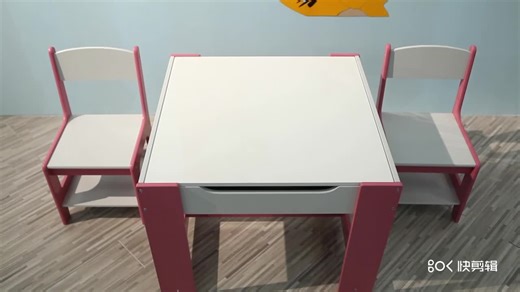 Kids Table and Chair Set Double Side Tabletop with Storage Box Wooden Children Activity Desk Nursery Furniture