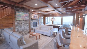 This finished lower-level has so many details! Wow! See the full tour: https://youtu.be/zFTtXzXDZ78?si=JkLxsgYEbUtwgayG | Golden Eagle Log & Timber Homes