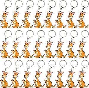 24 Pack Kangaroo Keychains Party Favors for Safari Animal Themed Baby Shower, Family Mama Baby Party, Birthday, Wedding, School Carnival Rewards, Classroom Prize