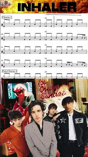 Inhaler - Ice Cream Sundae #drumscore #drumsheetmusic #drumtranscription #music #transcription