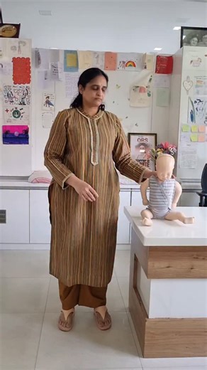 Most important first aid to know, for the parent of an infant! There is a change from the earlier guidelines of using 2 fingers for chest thrusts. Now, we have to use the heel of the hand for chest thrusts. #choking #infant #firstaid #AHA | Dr. Sivaranjani