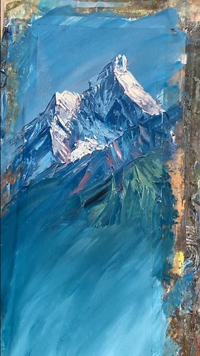 Knife mountain painting! Awesome ! Bob Ross style painting #art #bobross
