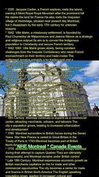 1535: Jacques Cartier, a French explorer, visits the island, naming it "Mont Royal" (Royal Mountain)