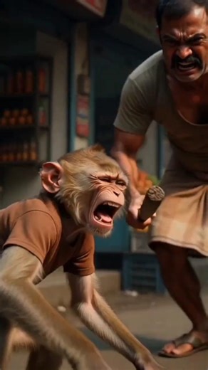 Poor monkey beaten by 🍊Shop owner: then this happens..