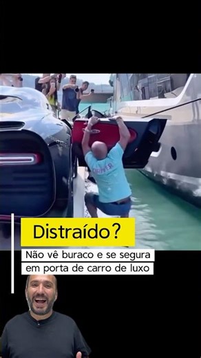 Manobrista fica pendurado em Bugatti em píer de Mônaco#carros #carrodeluxo #manobrista #prejuizo