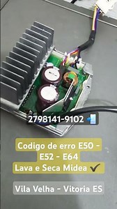 Código de erro E50 E52 E64 lava e seca/lavadora Midea ✔️ #vitoriaes #vilavelhaes 2798141-9102 📲