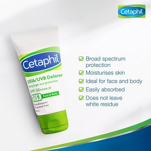 1.8K views · 42 reactions | With our hot weather all year round, using sunscreen every day is a must. Cetaphil UVA/UVB Defense SPF 50+ provides broad spectrum sun protection, while soothing and moisturizing your skin. So make it your go-to sunscreen today! #CetaphilMY #CetaphilSun | Cetaphil | Facebook