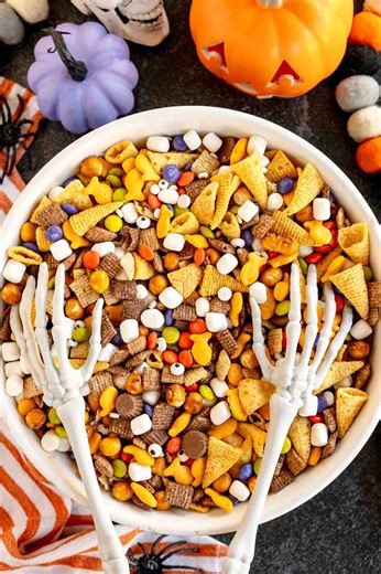 Shhhh… themed snack mixes are our secret weapon for parties - they’re quick, no bake, and perfect to make ahead! And this Halloween snack mix is the perfect sweet, salty, and ghostly combo! 👻 🎃 Comment RECIPE and I’ll send you the full printable recipe! https://www.playpartyplan.com/halloween-snack-mix/ | Play Party Plan