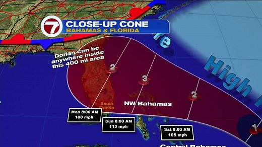 115K views · 771 reactions | 11 A.M. ADVISORY - Dorian has strengthened and now has maximum sustained winds of 70 miles per hour. It is expected to continue traveling towards the northwest and could become a Category 3 storm before it hits the U.S. FORECAST CONE: https://bit.ly/2LROjr2 | WSVN-TV | Facebook