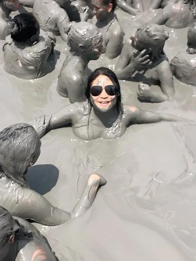 Swimming in Volcano Mud in Colombia #mudadventure #colombia #mudvolcano #fyp