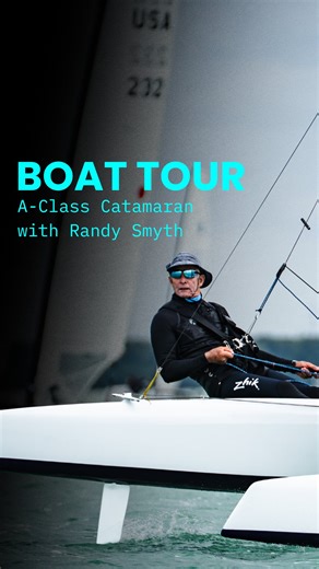 Hannah Lee Noll on Instagram: "A-Class Catamaran Boat Tour 🏎️💨 Olympic medalist Randy Smyth gives us a tour of his unique A-Class Catamaran at the 2026 Midwinter Championship at Upper Keys Sailing Club. Two details stand out immediately: canard rudders mounted on the bows, and a mast with leading-edge cutaways designed to allow more controlled mast bend. This is box-rule thinking in action. What do you think? 🎥: @hannahleenoll for @aclasscat"