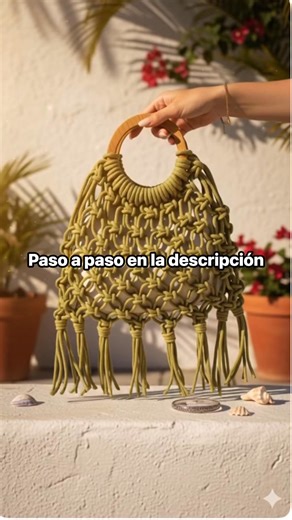 Crear un bolso de macramé con asa de madera como el de la imagen es un proyecto gratificante que requiere paciencia y precisión. Aquí tienes una guía paso a paso para lograrlo: Materiales necesarios • Cuerda de algodón: Aproximadamente 100 metros (dependiendo del grosor, lo ideal es de 3mm o 4mm). • Asas de madera: Dos aros redondos de madera. • Tijeras y cinta métrica. • Forro interior: Un bolso de tela sencillo o tela para coser uno que quepa dentro. Paso a paso 1. Preparación de las cuerdas C