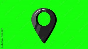 4K Animated Location Icon. 3D Style Rotating Map Pointer icon. Flat animation design Isolated on Green Chroma Key Background. Gps Navigator Pin Checking in Black Color Social media, web and video gif.