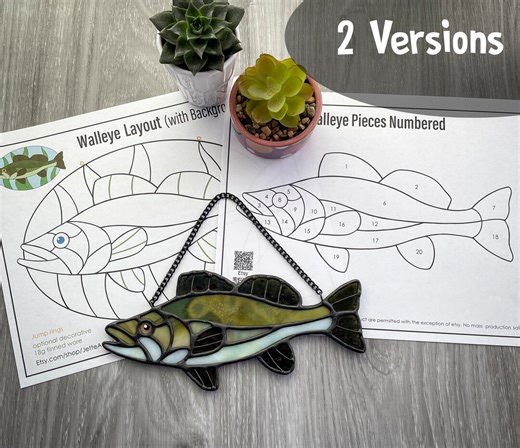 Pattern- Walleye Fish Stained Glass Suncatcher - Etsy