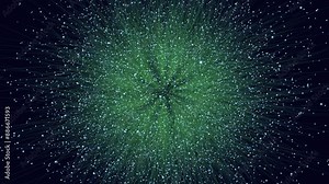 A mesmerizing and ethereal representation of a star network, gleaming in shades of green. Stars connect like celestial constellations, casting their lone bright spots in an otherwise dark expanse