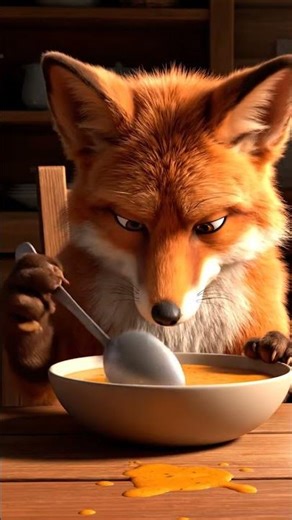 Fox Tries to Eat Soup But Drops the Spoon Every Time! | Funny Fox Animation | Ease Loop