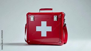 animated: emergency medical kit, white background, opening and closing, urgency in healthcare
