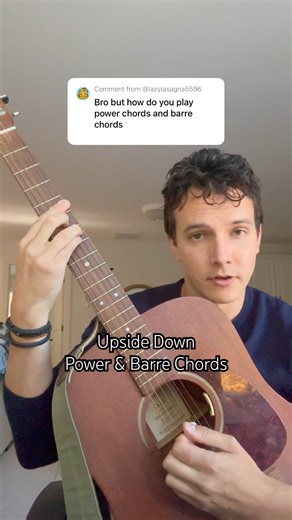 Upside down guitar power and barre chords #upsidedownguitar #powerchords #barrechords #guitar