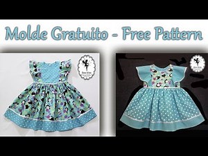 Vestido com Manga Godê - Molde Gratuito 12/18 meses