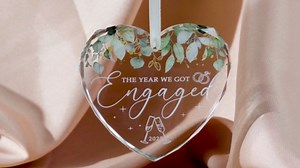 HEXMOZ Engagement Ornament 2025 - First Christmas Engaged Ornament 2025 for Couples - Engagement Gifts for Couples, Women, Fiance, Her, Newly Engaged Couple, Bride to Be - Glass Ornaments Party Decor