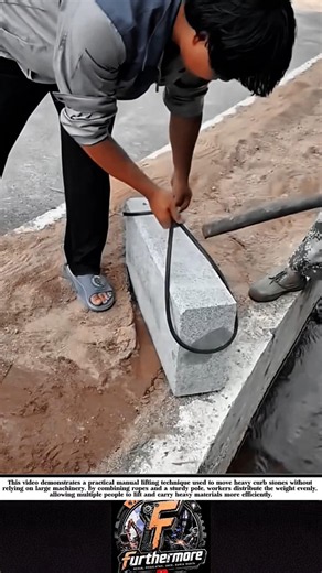 Simple Teamwork Method for Moving Heavy Curb Stones