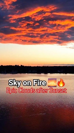🔥 Fiery Sunset Clouds Over Lake Ontario | Stunning 4K Aerial Drone View