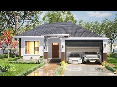 (12M X 14M) BUNGALOW HOUSE DESIGN WITH 2-CAR GARAGE,|WITH HOUSE PLAN