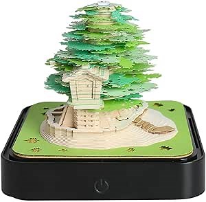 3D Calendar Memo Pad 2024 - Desk Calendar with LED Lights, 3D Memo Pad Art Sticky Notes, DIY Paper Carving Art Craft Desktop Decoration House Sculpture for Home Office (B)