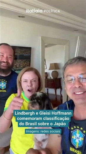 LINDBERGH FARIAS AND GLEISI HOFFMANN CELEBRATE BRAZIL'S WORLD CUP QUALIFICATION OVER JAPAN