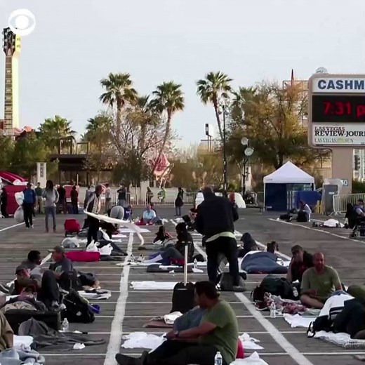 39K views · 564 reactions | After a resident at a Las Vegas shelter tested positive for coronavirus, these homeless people were made to sleep six feet apart – on the ground of a parking lot. https://cbsn.ws/2WYC5WL | CBS News | Facebook