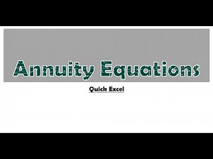 Annuity Quick Excel