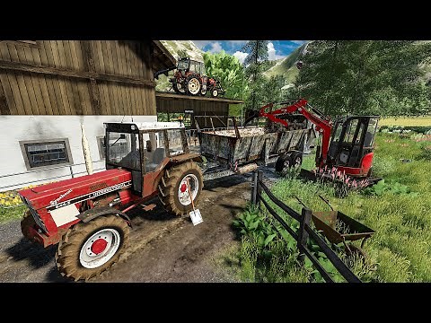 Tractor and mini excavator loading manure - Tractor and Farm work | Farming Simulator 22