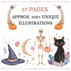Boho Halloween Clip Art Bundle: 57 Fall Pngs (digital Download) - Etsy