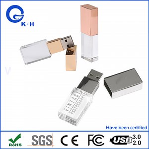 [Hot Item] New Creative Custom 3D Logo Wooden Crystal USB Flash Disk