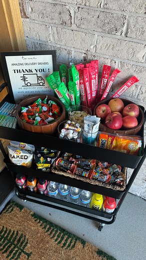 2.2M views · 113K reactions | The chapsticks were a big hit last month, so I made sure to add extra ❤️☺️ #asmr #deliveryheroes #sweetgestures #deliverydriver #snackcart #restock #tistheseason #momlife #organizedhome | Catherine Benson | Facebook