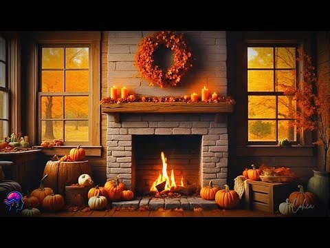 AUTUMN Harvest Fireplace | Cozy Fall Ambience with Pumpkins & Candles