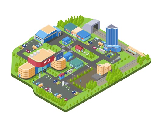 Smart city part - vector illustration and Lottie animation