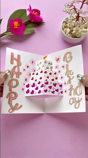 Easy Happy Birthday Pop-Up Card 💕 #shorts #diy #craft