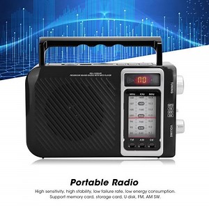 Radio AM Radio Multifonction avec Lumière LED Haut-parleur Support Carte Mémoire MMC USB FM AM video cassette Prise UE Noir