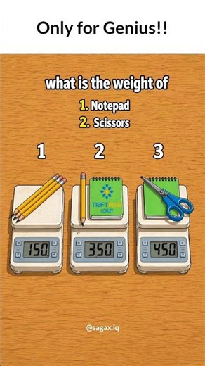 Find the Weight of Notepad & Scissors 🧠 #mathchallenge #shorts