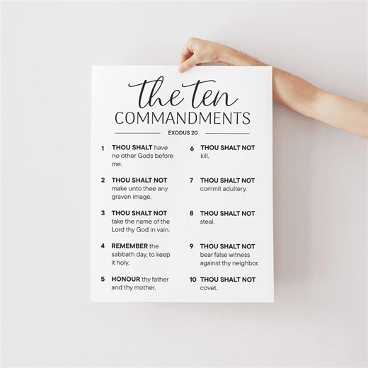 The Ten Commandments Printable Poster: Christian Wall Art (digital Download) - Etsy