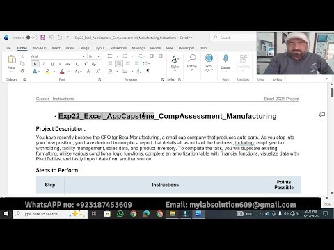 Exp22_Excel_AppCapstone_CompAssessment_Manufacturing |Excel AppCapstone CompAssessment Manufacturing