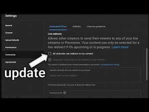 All channels can redirect to my content | Live redirects, community