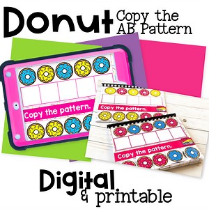 Digital Donut Theme Copy AB Pattern Activity for Preschool