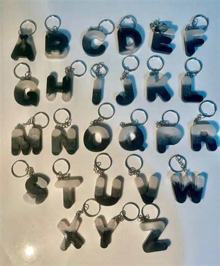 Initial Keychains in Epoxy Resin, the Entire Alphabet Available - Etsy