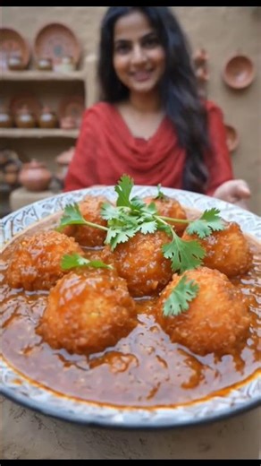 गांव की रसोई में बना टेस्टी मंचूरियन😋Desi Recipe #nostalgia #food #ytshorts#villagecooking#desilife