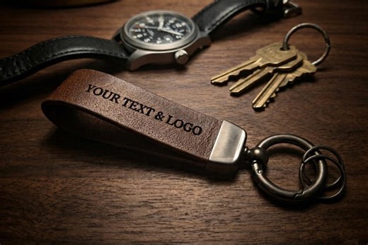 Personalized Leather Keychain, Custom Laser Engraved Name or Logo, Rustic Keyring - Etsy
