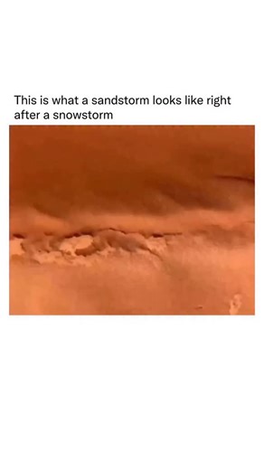 Detailed Explanation on Instagram: "When a sandstorm arrives right after a snowfall, the weather transforms into something unusual and dramatic. Fresh snow typically leaves the ground bright and white, but once desert winds begin lifting dust into the cold air, the surface can turn orange, brown, or even yellow. This rare mix of sand and snow creates a landscape that looks almost unreal. Such moments occur in places where icy conditions meet nearby deserts, including parts of Central Asia, the M