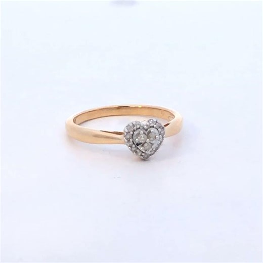 10K Yellow Gold 1/10 Diamond Heart and Halo Promise Ring