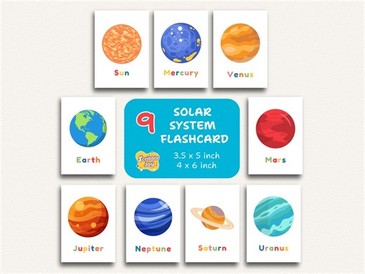 Solar System Flashcards, Science for Kids Material, Homeschooling Activity Printable Card - Etsy
